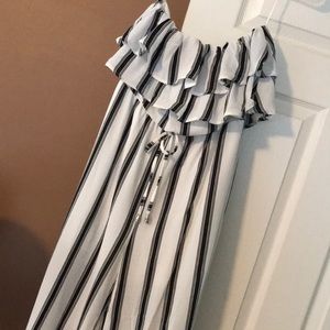 Black and white striped jumpsuit